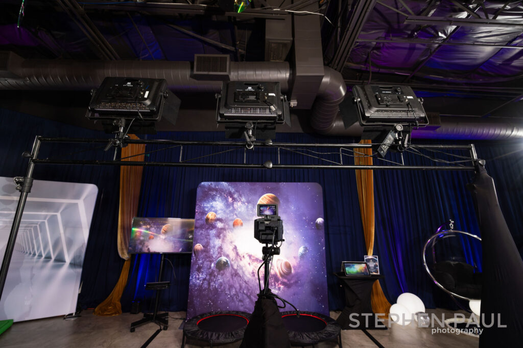 image of the slow motion video set up with mini trampolines