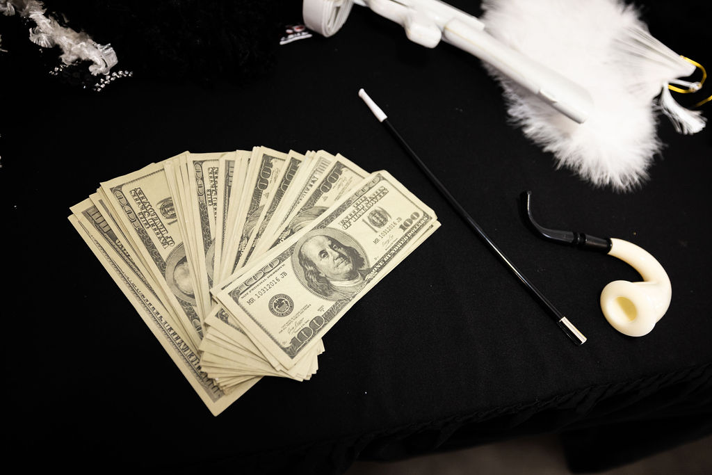 image of money used as a photo booth prop