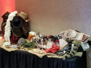 image of western themed photo booth props on a table